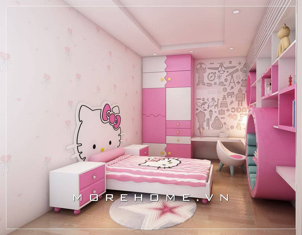 Thiết kế nội thất phòng ngủ bé gái